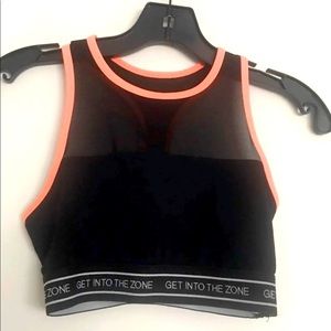 Forever 21 | Black & Neon Coral Sports Bra